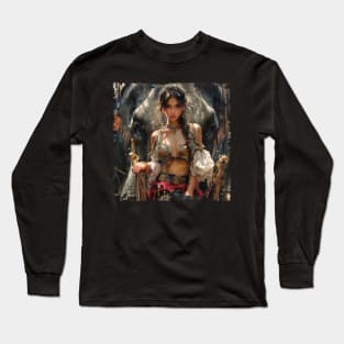 Vietnamese Girl with Elephant Realistic Long Sleeve T-Shirt